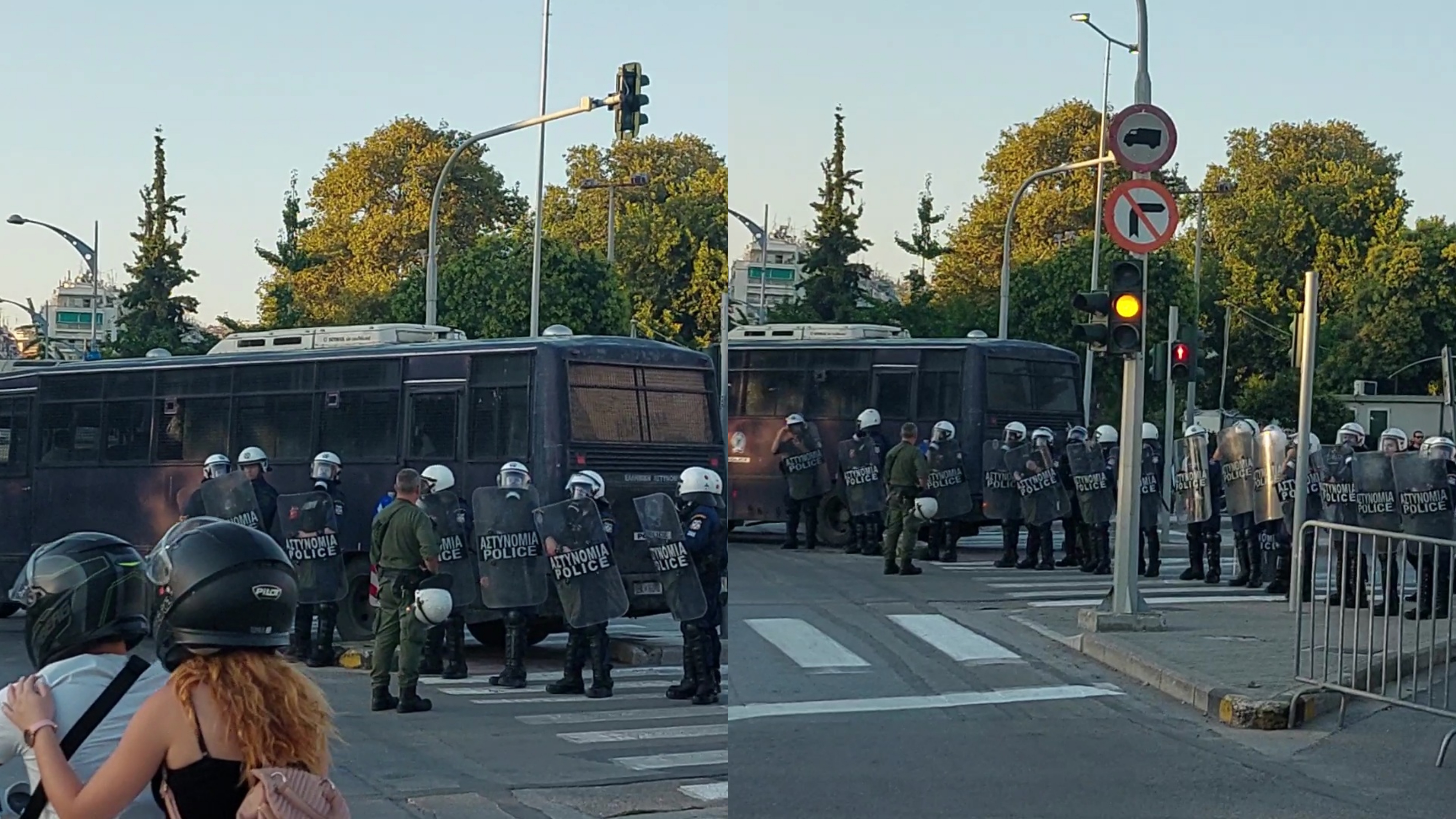 Παντού αστυνομία για να προστατέψουν τον πολιτικό φασίστα έξω από την ΔΕΘ