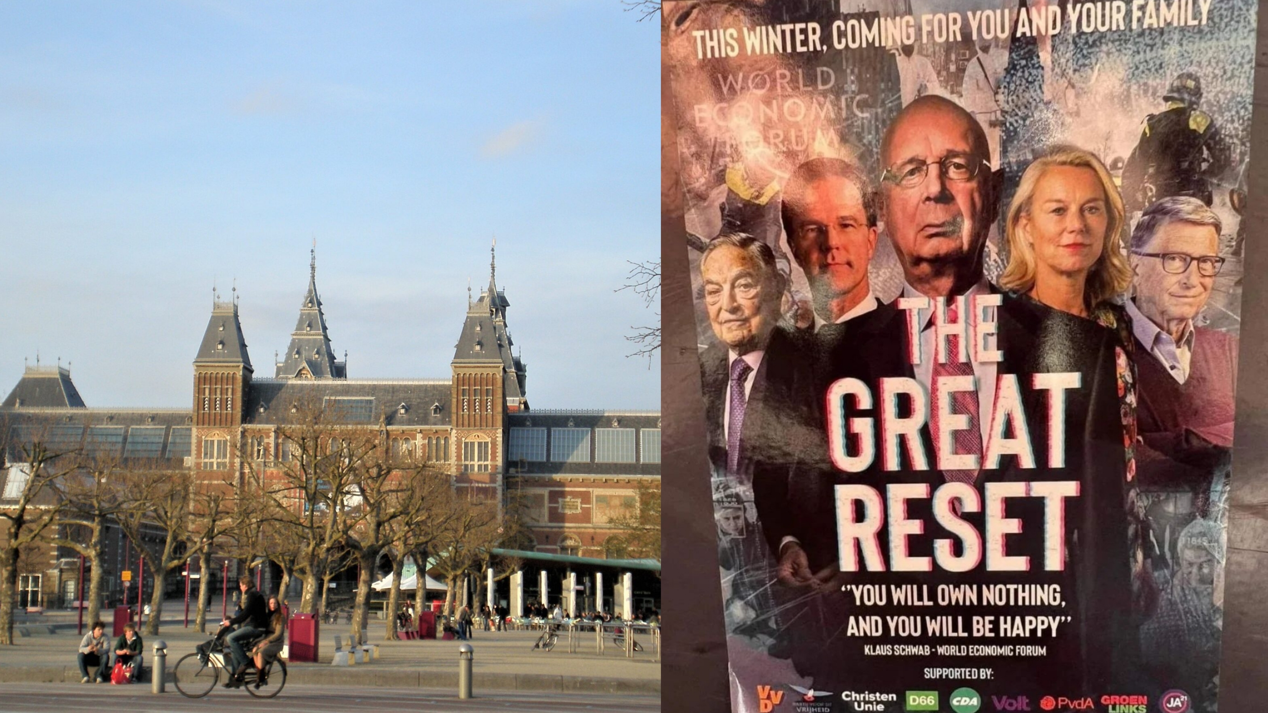 Εκατοντάδες αφίσες σε κεντρικά σημεία του Άμστερνταμ με την “Μεγάλη Επανεκκίνηση”