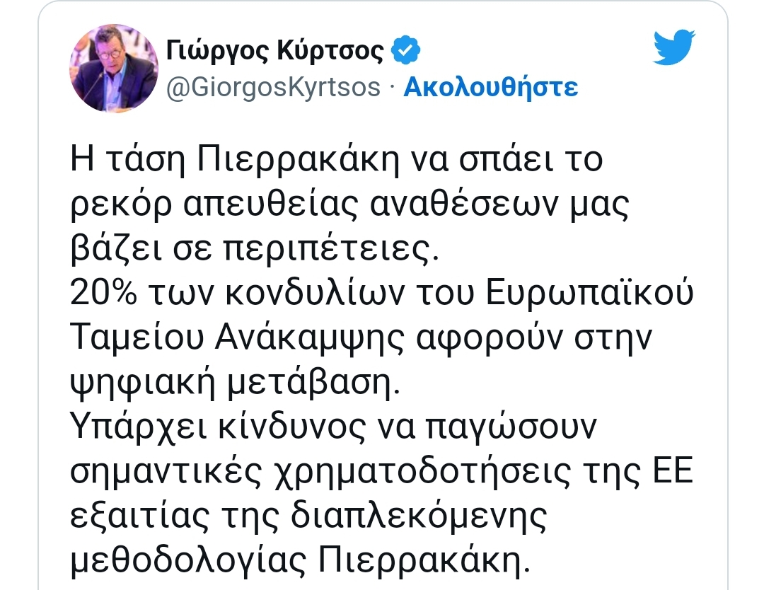Γιώργος Κύρτσος: “Παγώνουν οι χρηματοδοτήσεις από την Ευρωπαϊκή Ένωση επειδή ο Πιερρακάκης έσπασε ρεκόρ σε απευθείας αναθέσεις και σε φαγοπότια